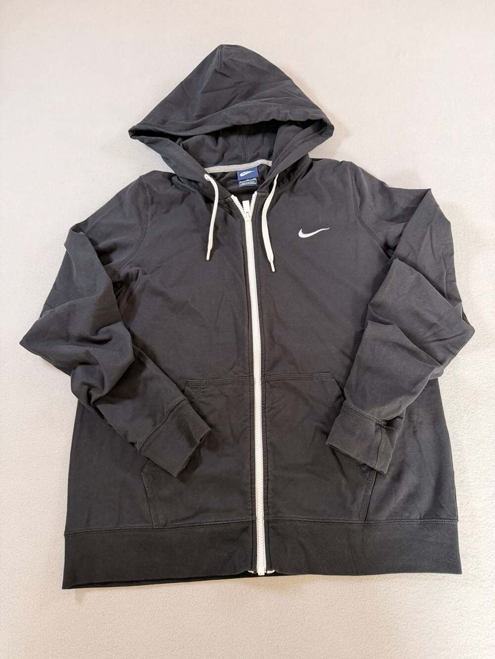 Nike Full-Zip Hoodie Sweatshirt in Black with White Swoosh